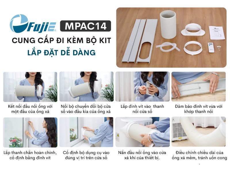 Điều hòa di động FujiE MPAC14 - 14000BTU phụ kiện đi kèm