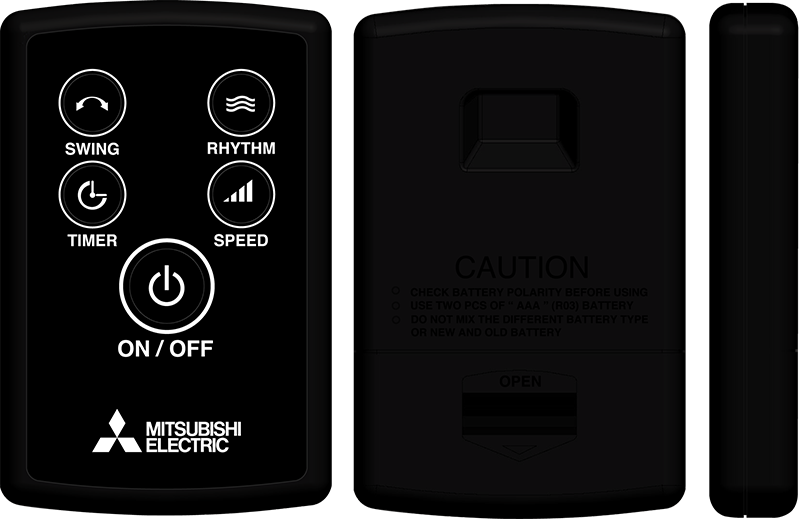 Quạt treo tường Mitsubishi W16-RA-BL màu trắng, có điều khiển