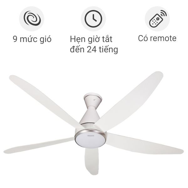 Quạt trần Panasonic F-60GFN 5 cánh, đèn LED, kết nối wifi